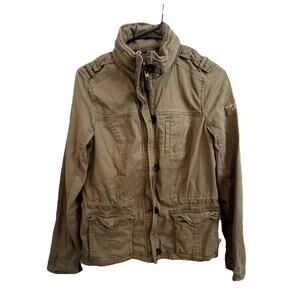 Abercrombie Military Jacket Womens Large Green Utility Pockets Full Zip 90s Y2K